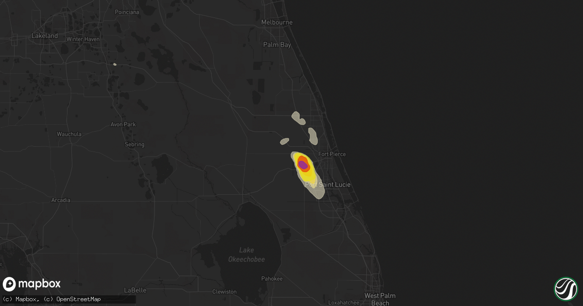 Hail map in Fort Pierce, FL on January 10, 2022