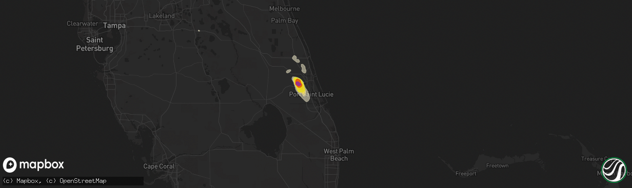 Hail map in Port Saint Lucie, FL on January 10, 2022
