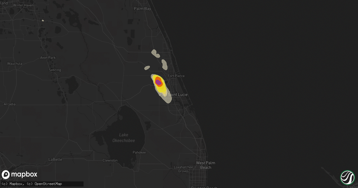Hail map in Port Saint Lucie, FL on January 10, 2022