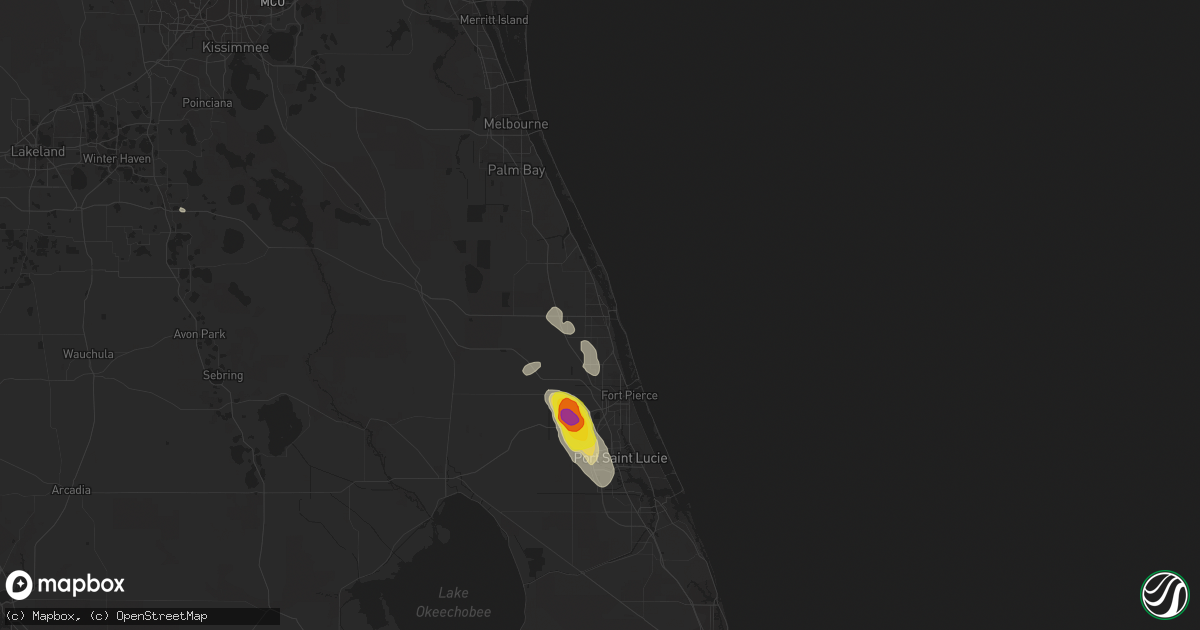 Hail map in Vero Beach, FL on January 10, 2022