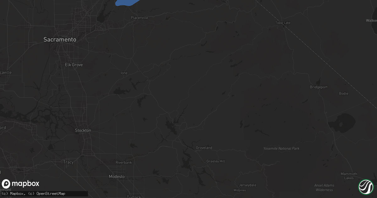 Hail map in Auburn, CA on January 10, 2023