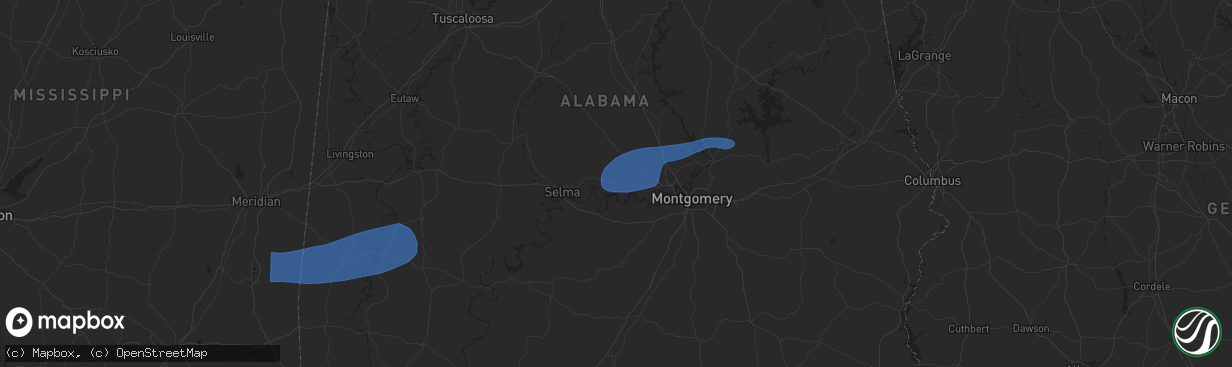 Hail map in Autaugaville, AL on January 10, 2026