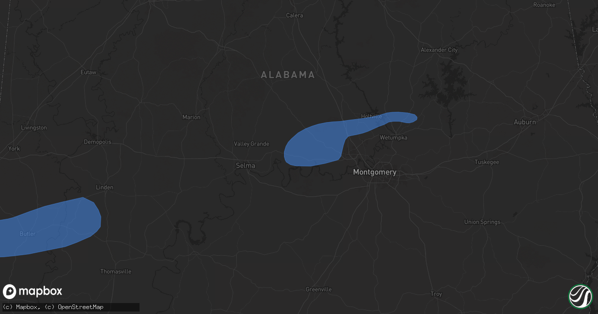 Hail map in Autaugaville, AL on January 10, 2026
