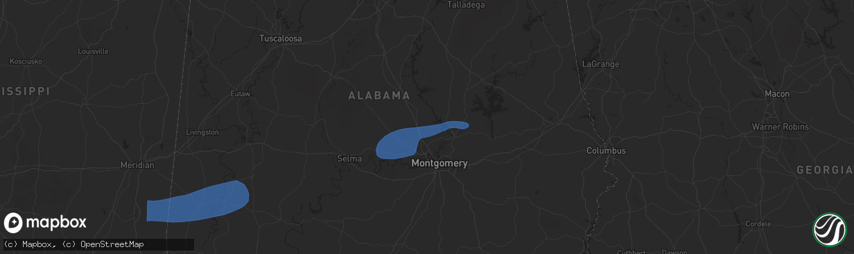 Hail map in Deatsville, AL on January 10, 2026