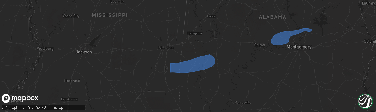 Hail map in Lisman, AL on January 10, 2026