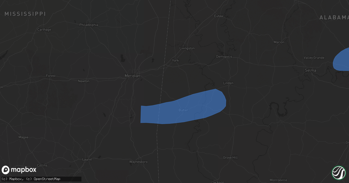 Hail map in Lisman, AL on January 10, 2026