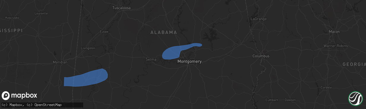 Hail map in Prattville, AL on January 10, 2026