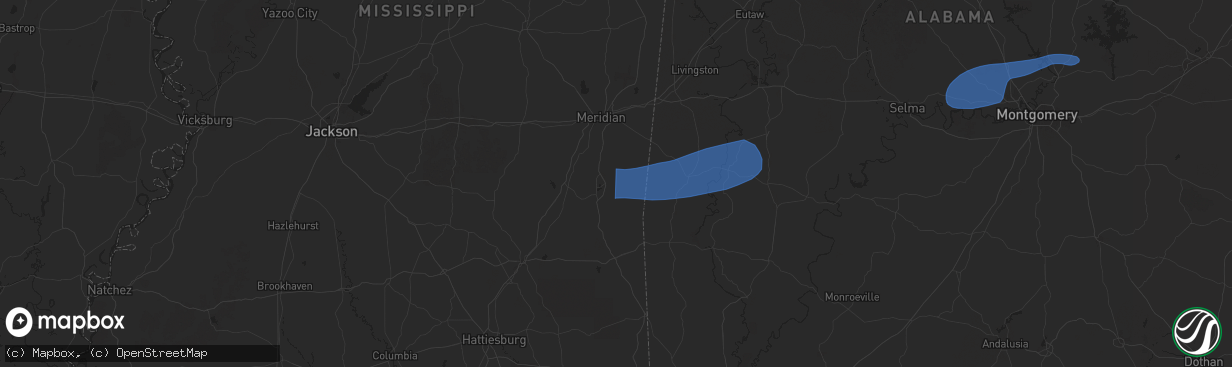 Hail map in Quitman, MS on January 10, 2026
