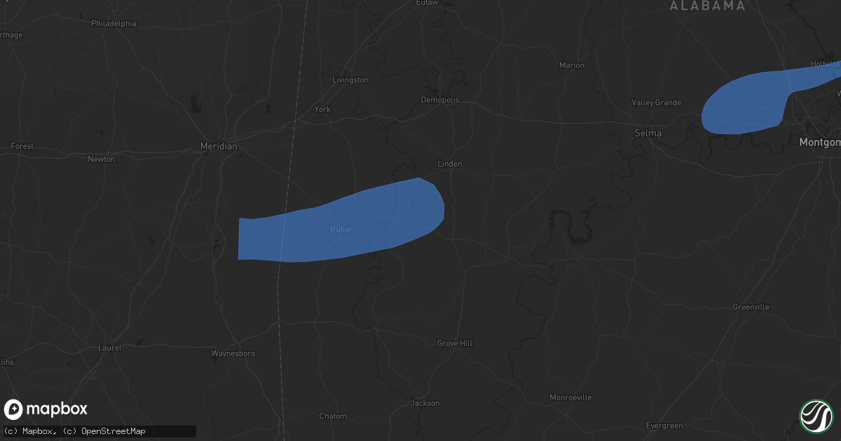 Hail map in Sweet Water, AL on January 10, 2026
