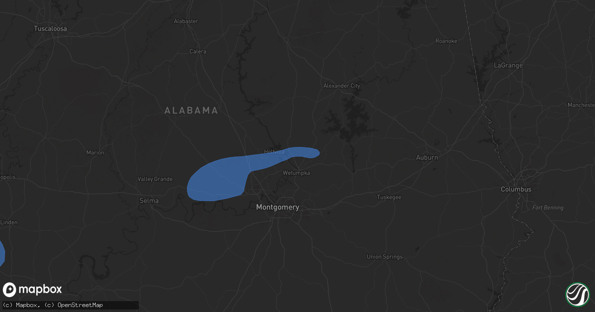 Hail map in Wetumpka, AL on January 10, 2026