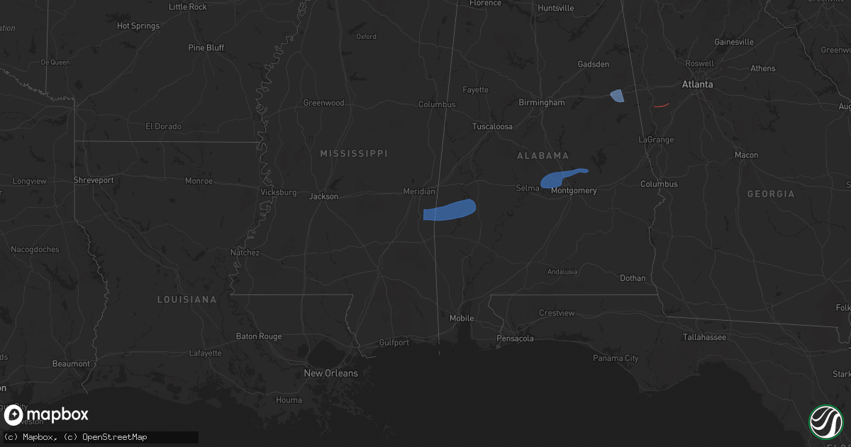 Hail map on January 10, 2026