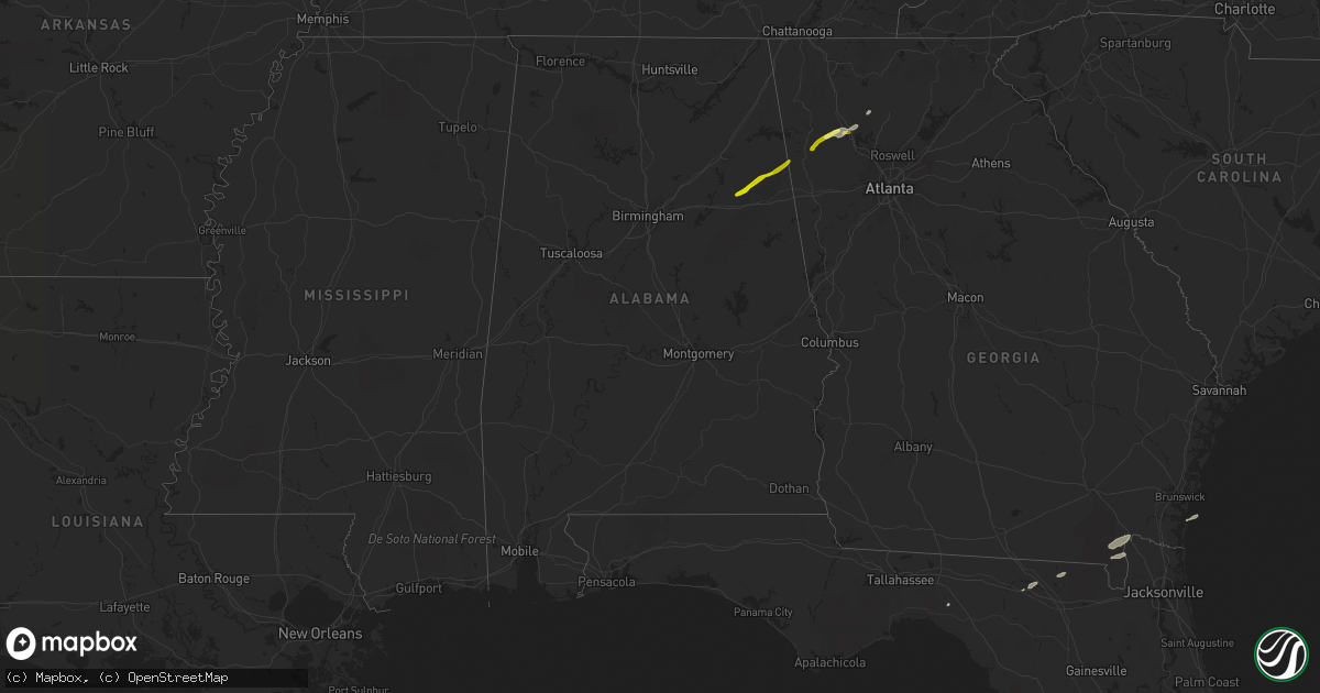Hail map in Alabama on January 11, 2014