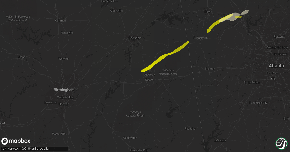 Hail map in Anniston, AL on January 11, 2014