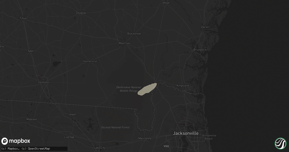 Hail map in Folkston, GA on January 11, 2014