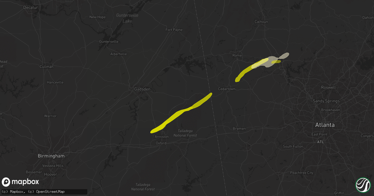 Hail map in Piedmont, AL on January 11, 2014