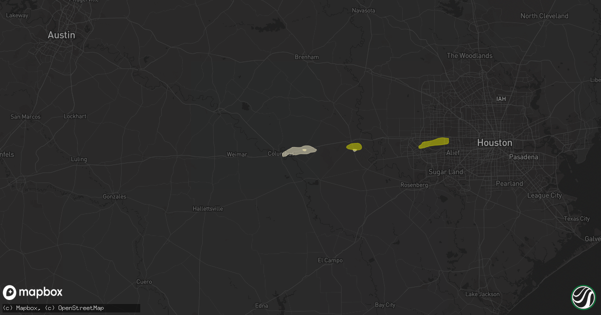 Hail map in Alleyton, TX on January 11, 2018