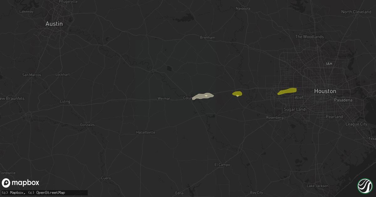 Hail map in Columbus, TX on January 11, 2018