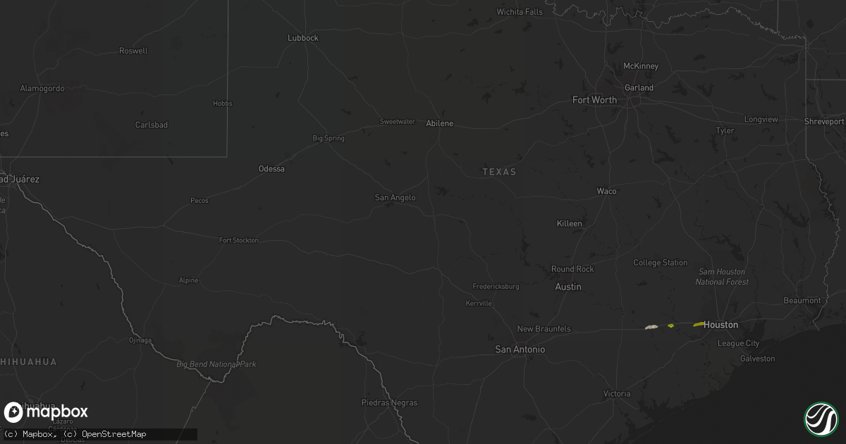 Hail map in Texas on January 11, 2018