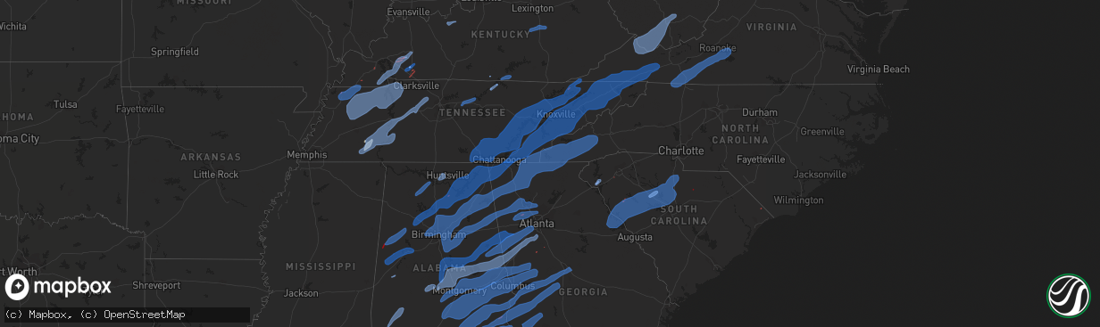 Hail map in Alabama on January 11, 2020