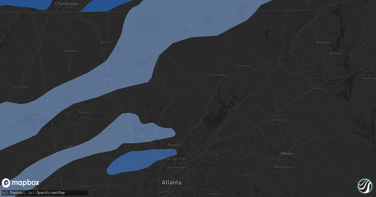 Hail map in Birmingham, AL on January 11, 2020
