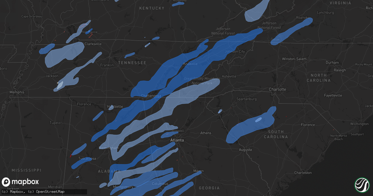 Hail map in North Carolina on January 11, 2020