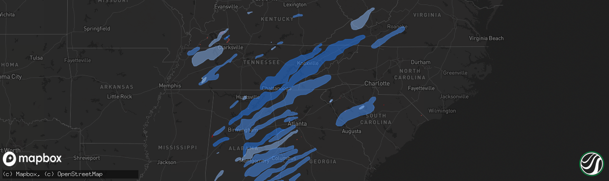 Hail map in South Carolina on January 11, 2020