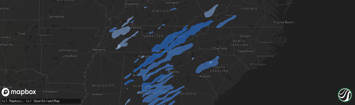 Hail map in Tennessee on January 11, 2020