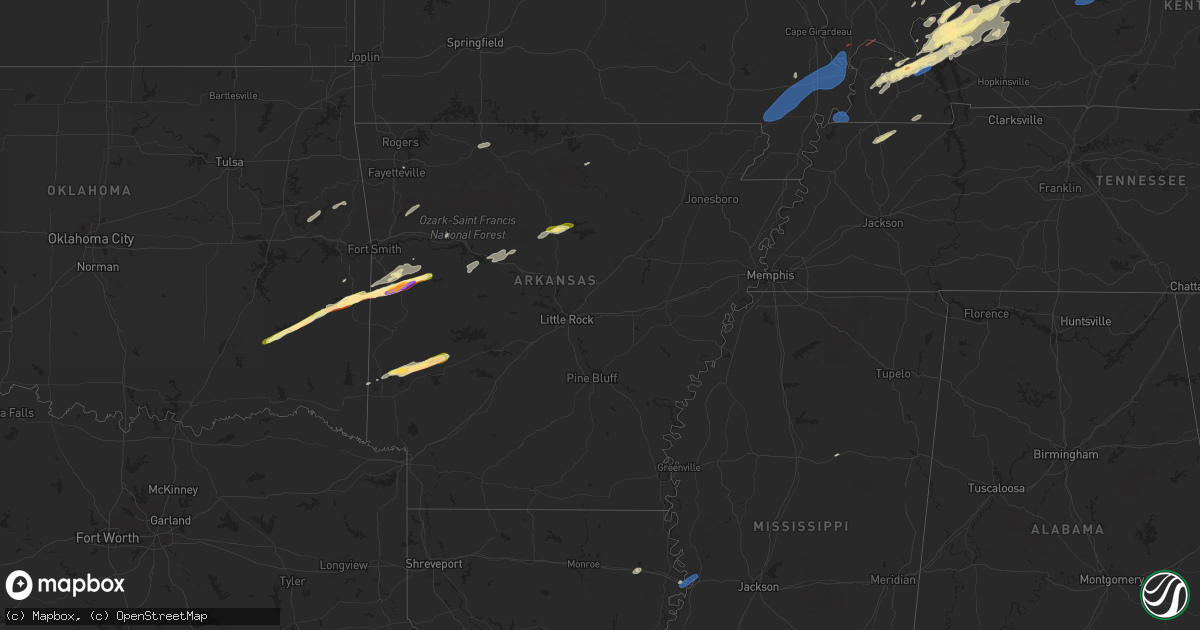 Hail map in Arkansas on January 11, 2023