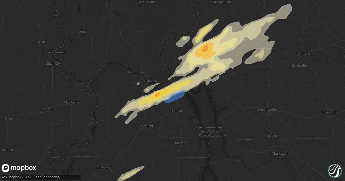 Hail map in Calvert City, KY on January 11, 2023