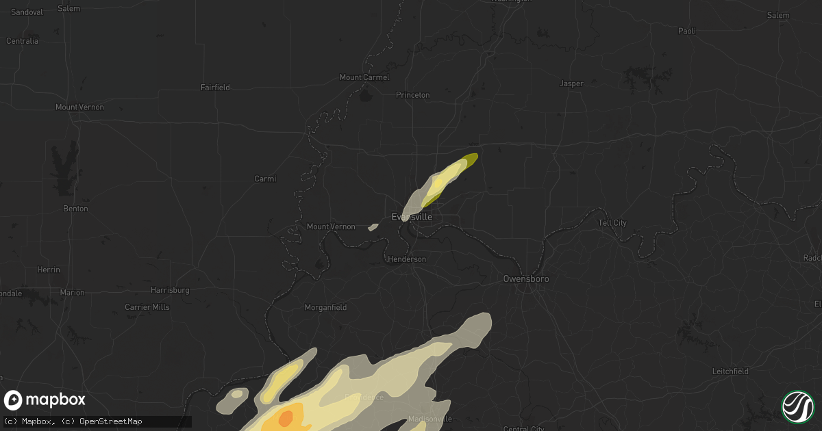 Hail map in Evansville, IN on January 11, 2023
