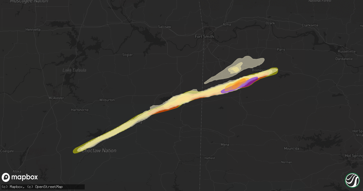 Hail map in Howe, OK on January 11, 2023