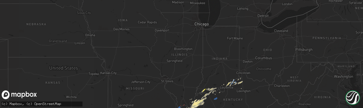 Hail map in Illinois on January 11, 2023