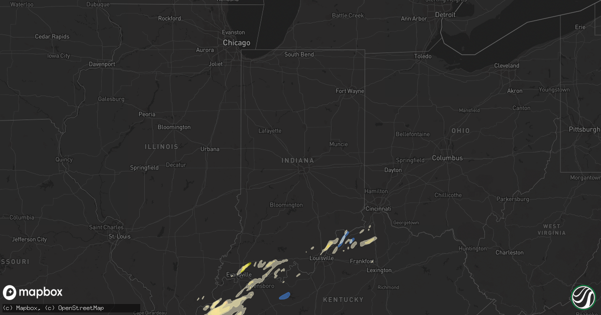 Hail map in Indiana on January 11, 2023