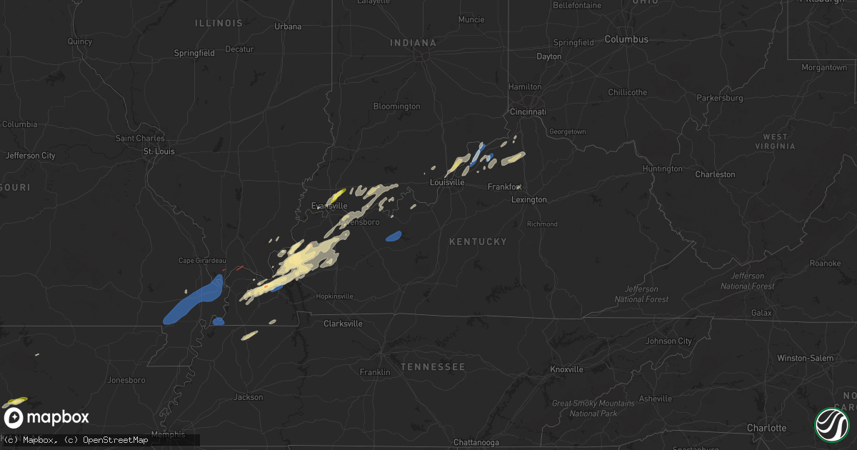Hail map in Kentucky on January 11, 2023