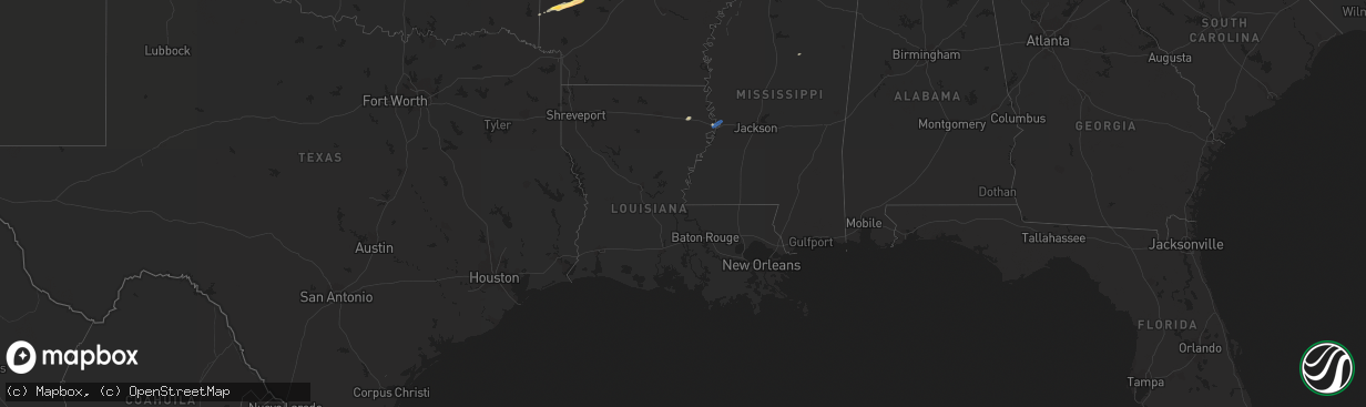 Hail map in Louisiana on January 11, 2023