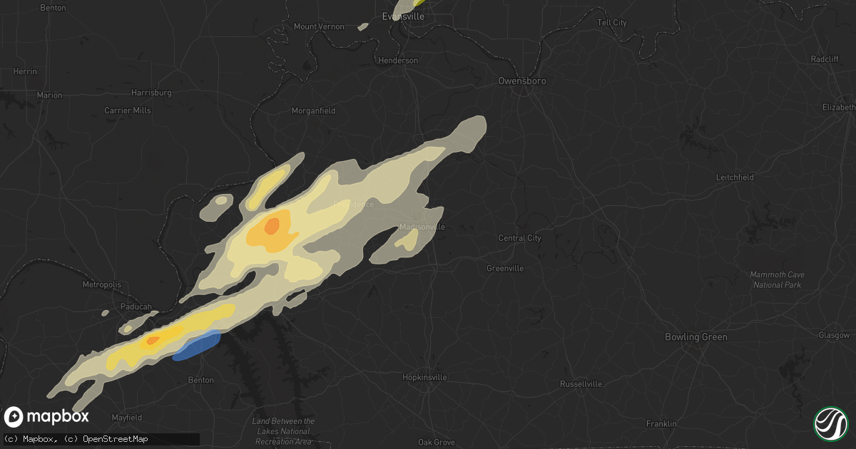 Hail map in Madisonville, KY on January 11, 2023