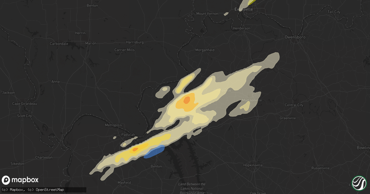 Hail map in Marion, KY on January 11, 2023