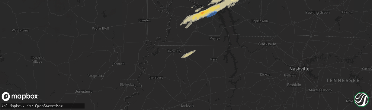 Hail map in Martin, TN on January 11, 2023