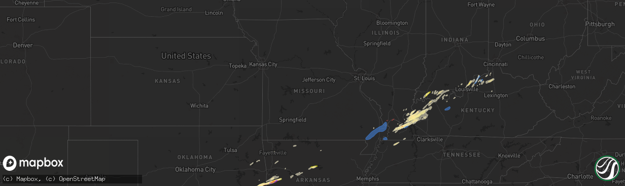 Hail map in Missouri on January 11, 2023
