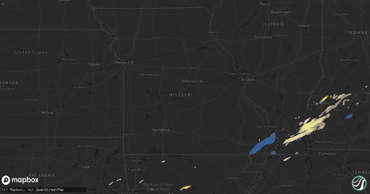 Hail map in Missouri on January 11, 2023