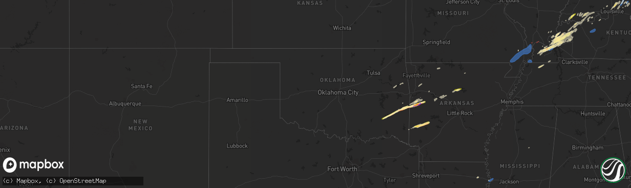 Hail map in Oklahoma on January 11, 2023