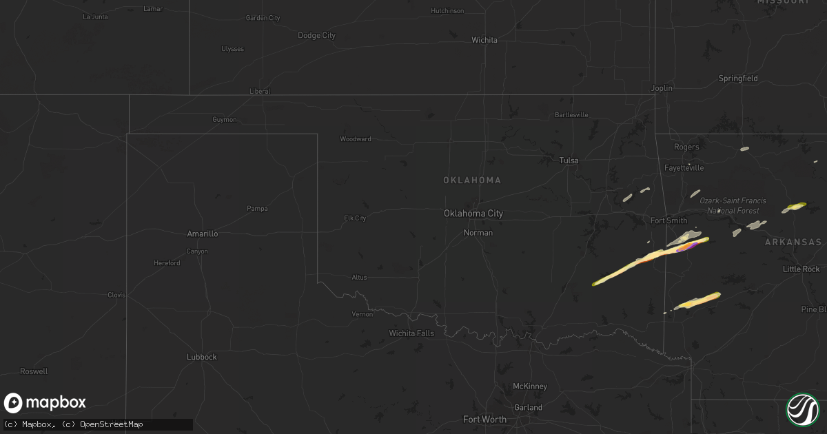 Hail map in Oklahoma on January 11, 2023