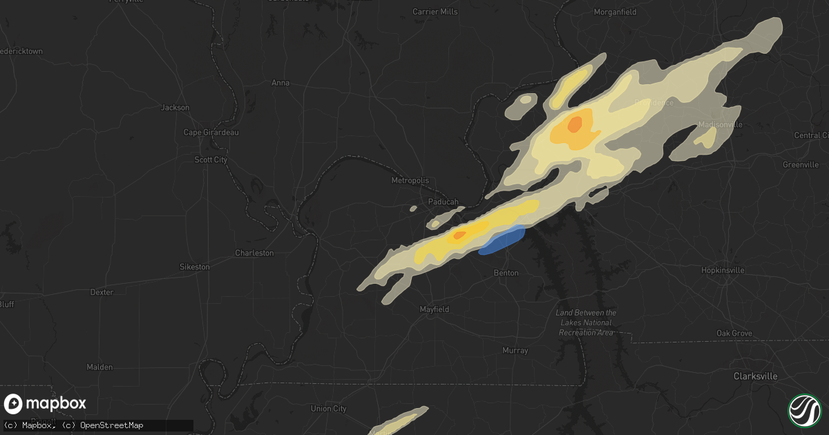 Hail map in Paducah, KY on January 11, 2023