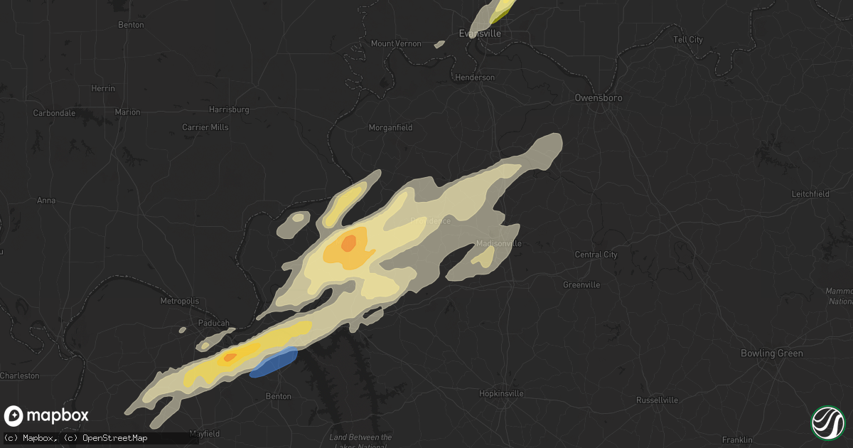 Hail map in Providence, KY on January 11, 2023