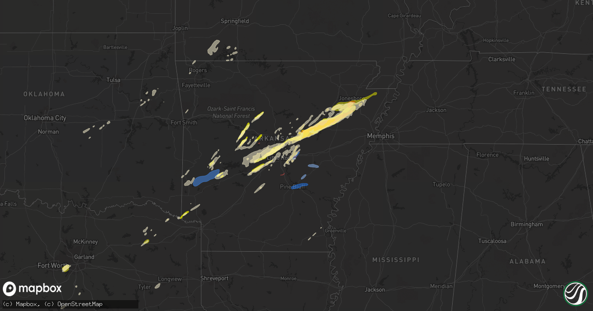 Hail map in Arkansas on January 11, 2024
