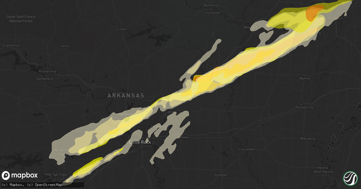 Hail map in Beebe, AR on January 11, 2024