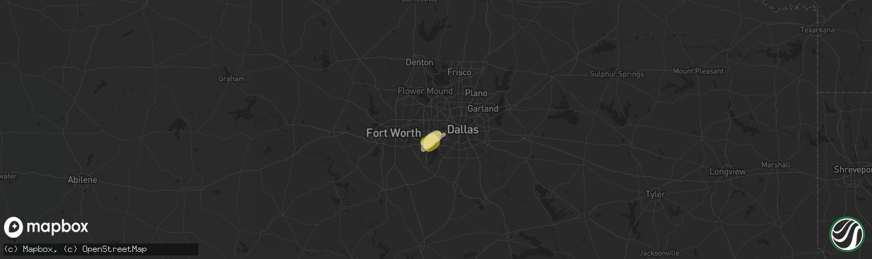 Hail map in Grand Prairie, TX on January 11, 2024