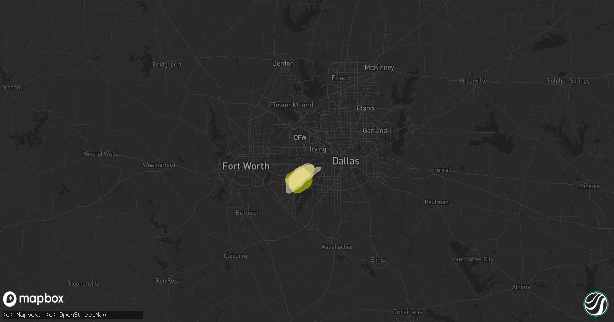 Hail map in Grand Prairie, TX on January 11, 2024