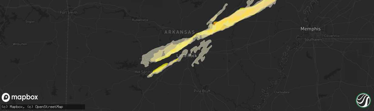 Hail map in Little Rock, AR on January 11, 2024