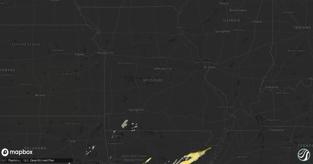 Hail map in Missouri on January 11, 2024